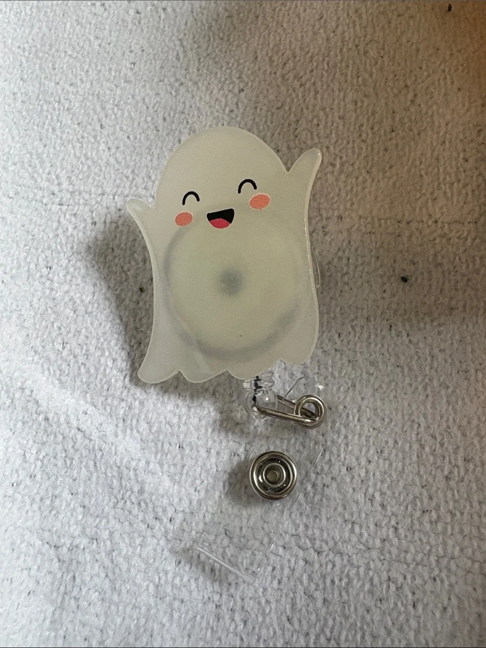 Cute Ghost Badge Reel - White Ghost Retractable ID Holder